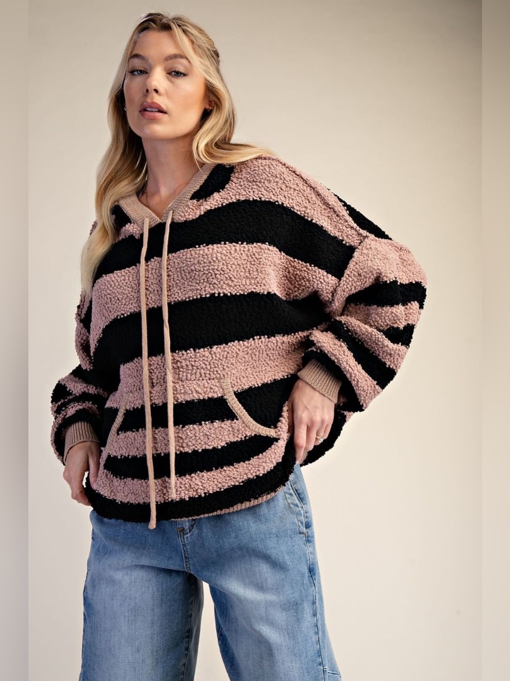 D5 Easel Striped Cozy Hoodie Jacket